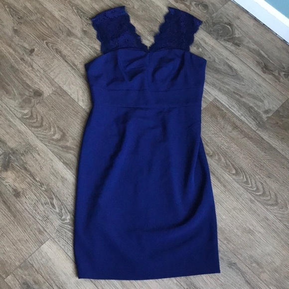 Adrianna Papell | Lace illusion sleeveless Deep V neck. Size 8 - Picture 1 of 6